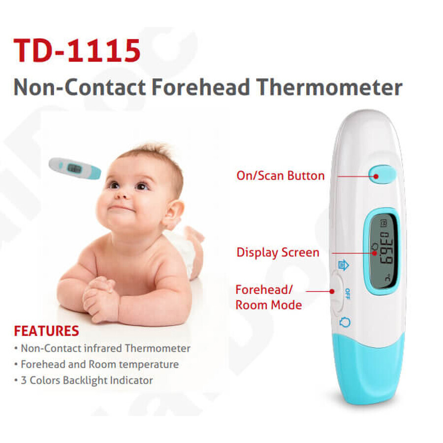 Termometru pentru frunte cu infrarosu TD-1115, Clever