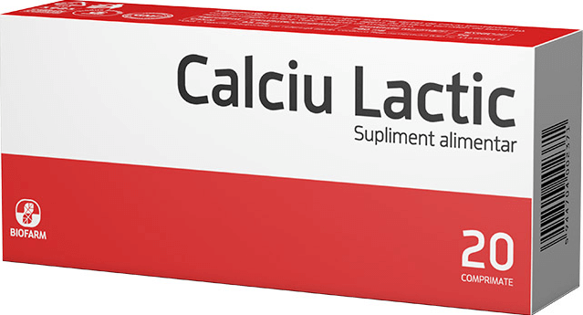 Calciu Lactic, 20 comprimate, Biofarm