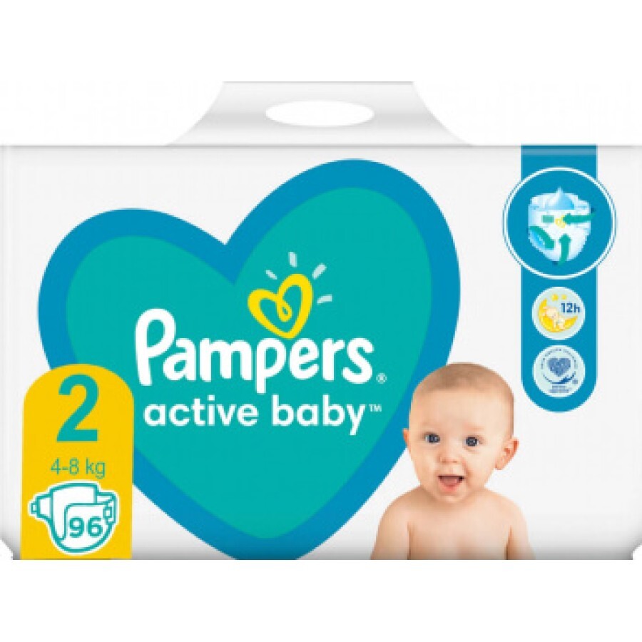 Scutece Active Baby Nr. 2, 4-8kg, 96 bucati, Pampers