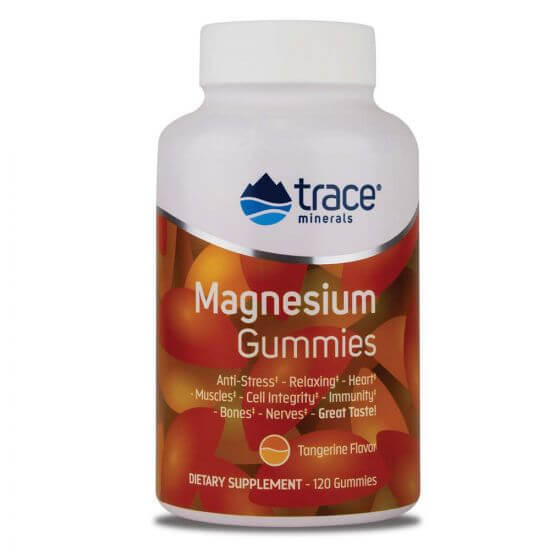 Magneziu cu aroma de mandarina, 120 tablete gumate, Trace Minerals Vitamine si suplimente