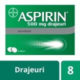 Aspirin 500 mg, 8 drajeuri, Bayer