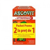 Pachet Ascovit cu Vitamina C aroma de capsuni, 20 comprimate, Omega Pharm ( 1 + 1 )