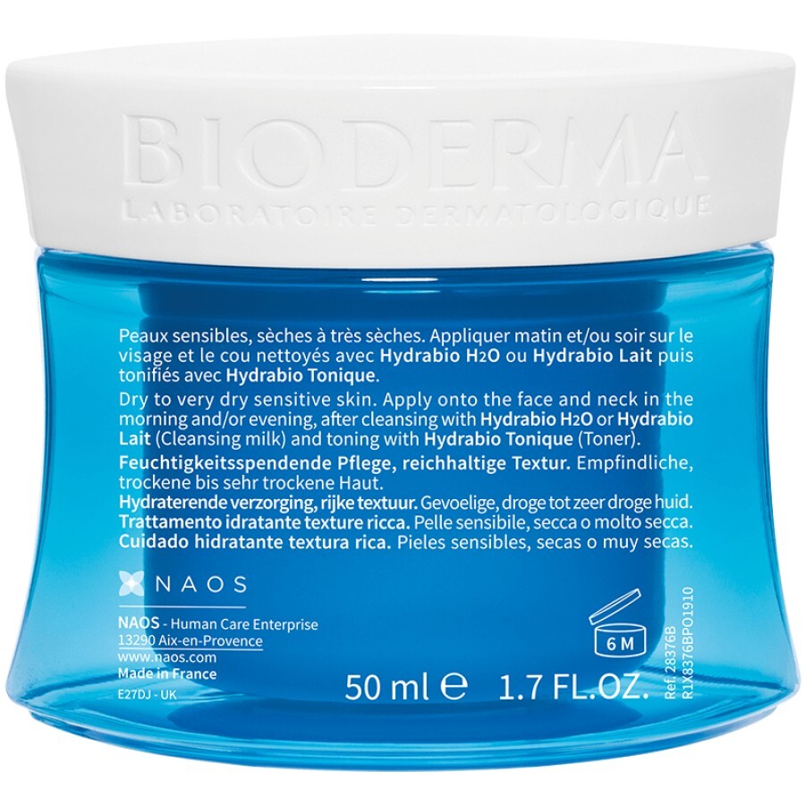 Bioderma Hydrabio Crema hidratanta pentru piele sensibila si uscata, 50 ml