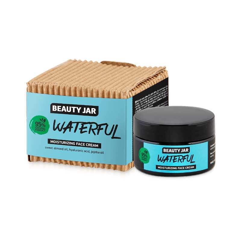 Crema hidratanta pentru fata, cu acid hialuronic si ulei de migdale dulci, Waterful, Beauty Jar, 60 ml