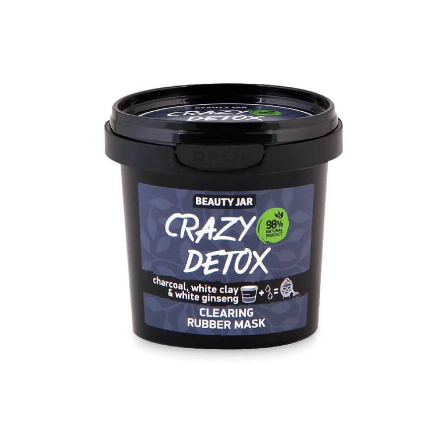 Masca faciala alginata detoxifianta, cu carbune si argila alba, Crazy Detox, Beauty Jar, 20g