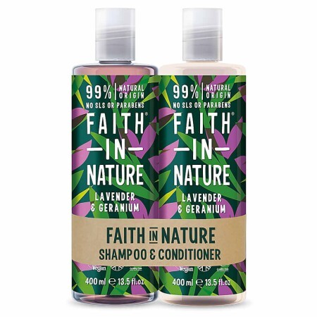 Set Sampon & Balsam cu Lavanda si Muscata, par normal sau uscat, Faith in Nature, 2 x 400 ml 