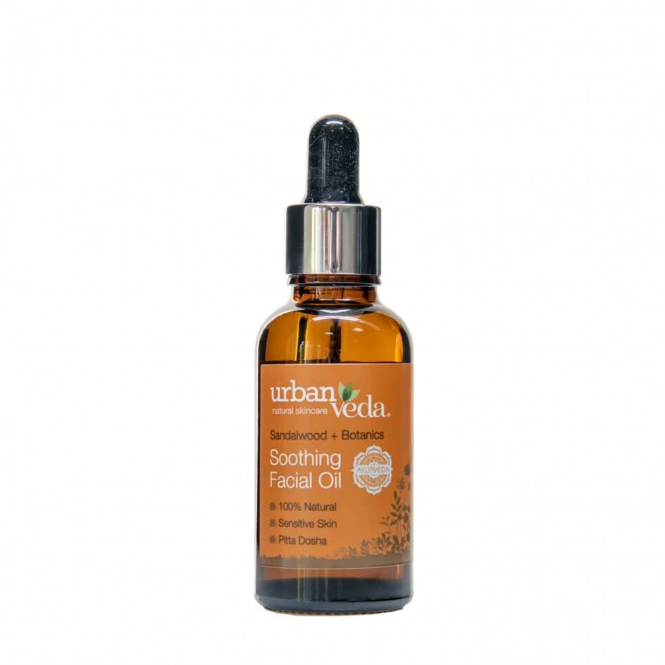 Ulei facial cu extract de lemn de santal organic - ten sensibil, Soothing - Urban Veda, 30 ml