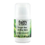 Deodorant roll on natural, cu ceai verde si Aloe Vera, Faith in Nature, 50 ml