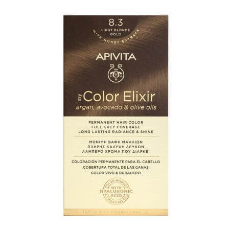 Vopsea de par My Color Elixir, Light Blonde Gold N8.3, 155 ml, Apivita