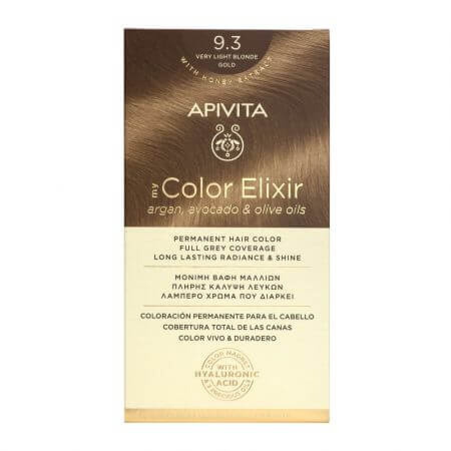 Vopsea de par My Color Elixir, Very Light Blonde Gold N9.3, 155 ml, Apivita