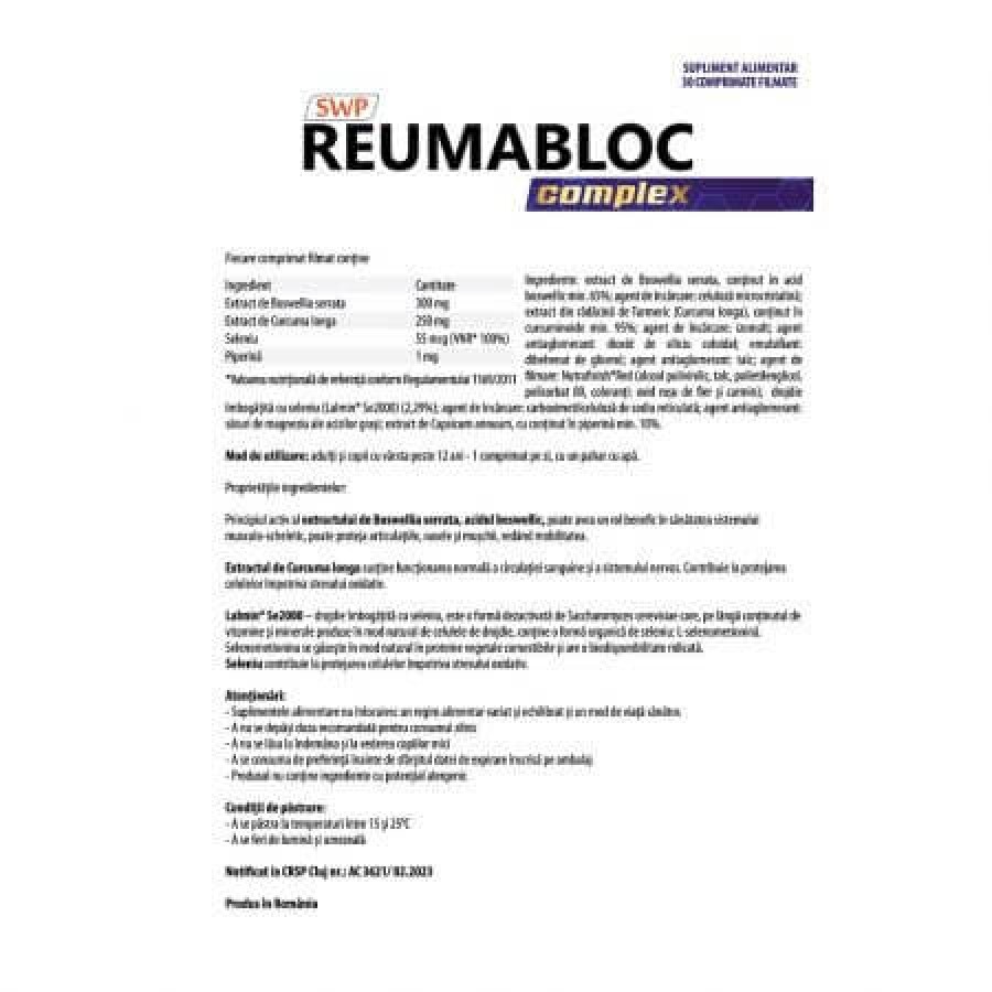 Reumabloc Complex, 30 comprimate, SunWave Pharma