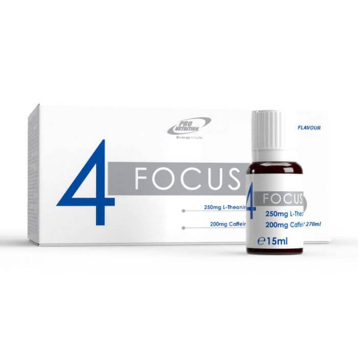 4 Focus 250mg L-Theanine, 200mg Caffeine, 18 fiole, Pro Nutrition