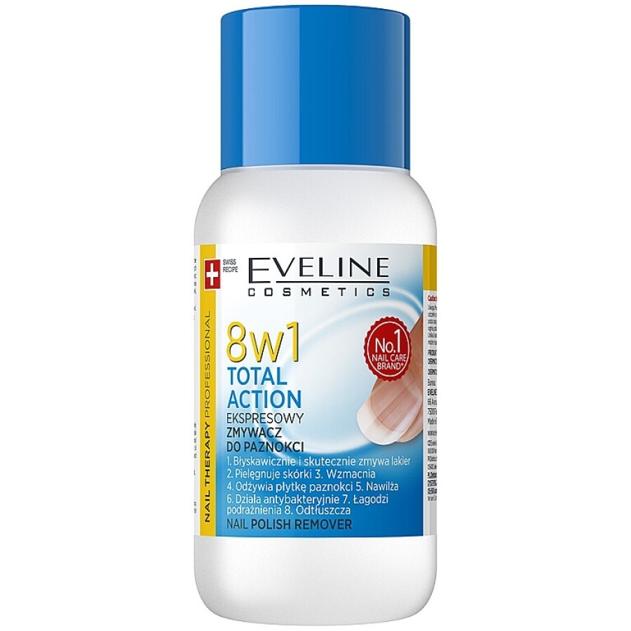 Dizolvant pentru unghii Total Action 8 în 1, 150 ml, Eveline Cosmetics