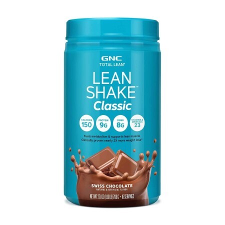 Gnc Total Lean Lean Shake Classic, Shake Proteic, Cu Aroma De Ciocolata Elvetiana, 768 G