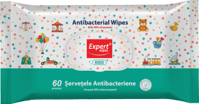 Expert Wipes Șervețele umede antibacteriene pentru copii, 60 buc