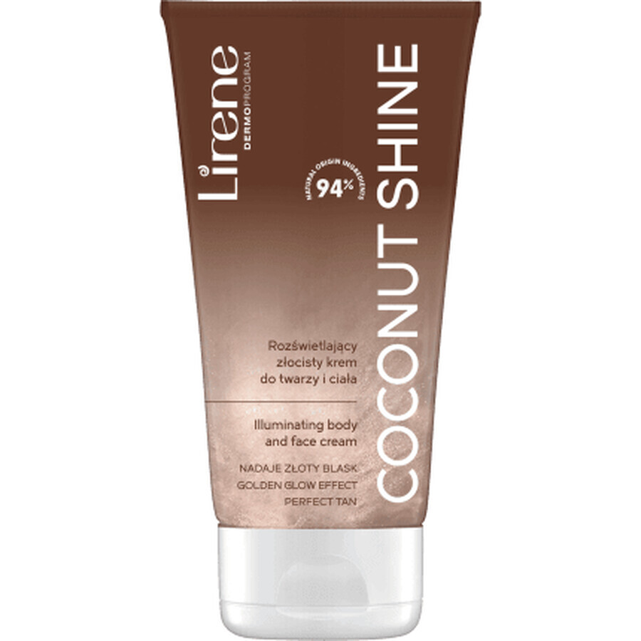 Lirene Cremă iluminatoare autobronzantă față și corp Coconut Shine, 150 ml