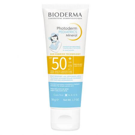 Crema minerala protectie solara pentru copii Pediatrics Mineral, SPF 50+, 50g, Bioderma Frumusete si ingrijire
