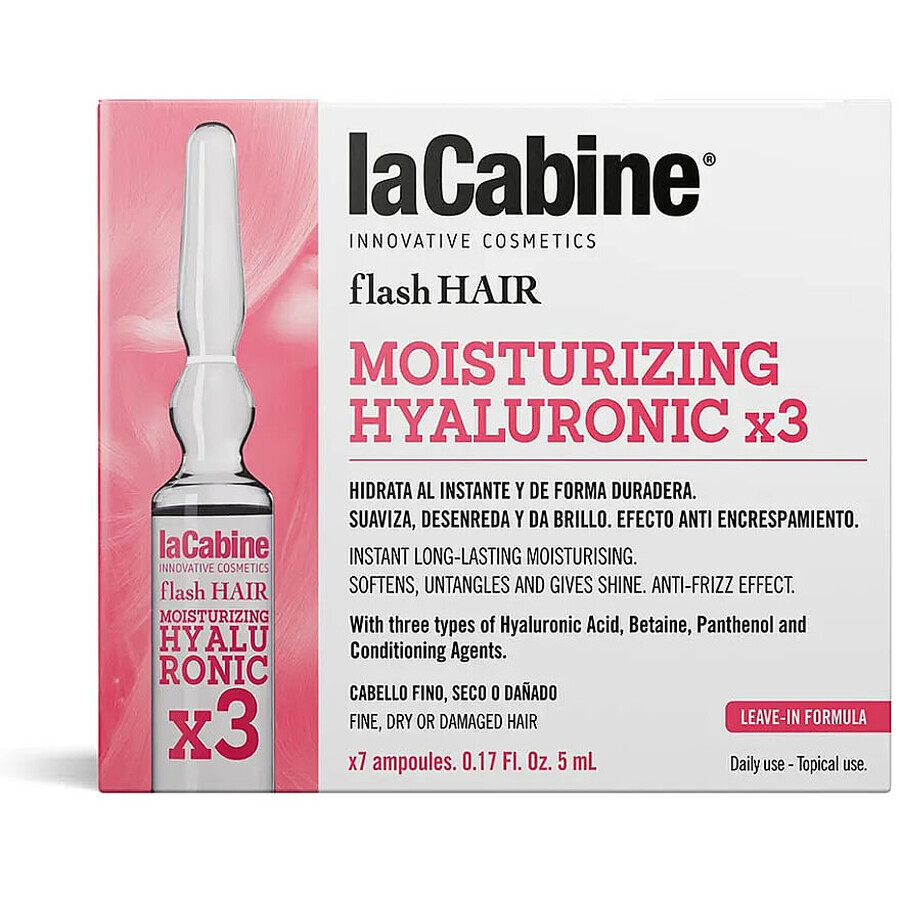 Flash Hair Moisture Hyaluronic Vial, 7 vials x 5 ml, La Cabine