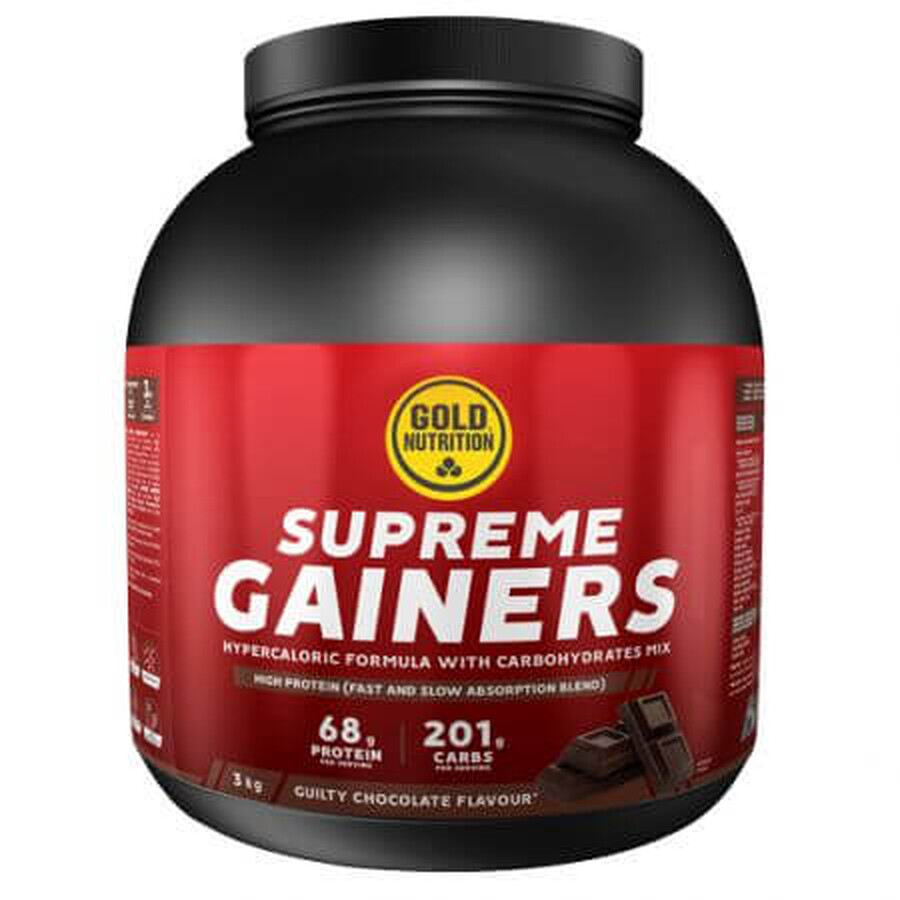 Supreme Gainers cu aroma de ciocolata, 3 kg, Gold Nutrition