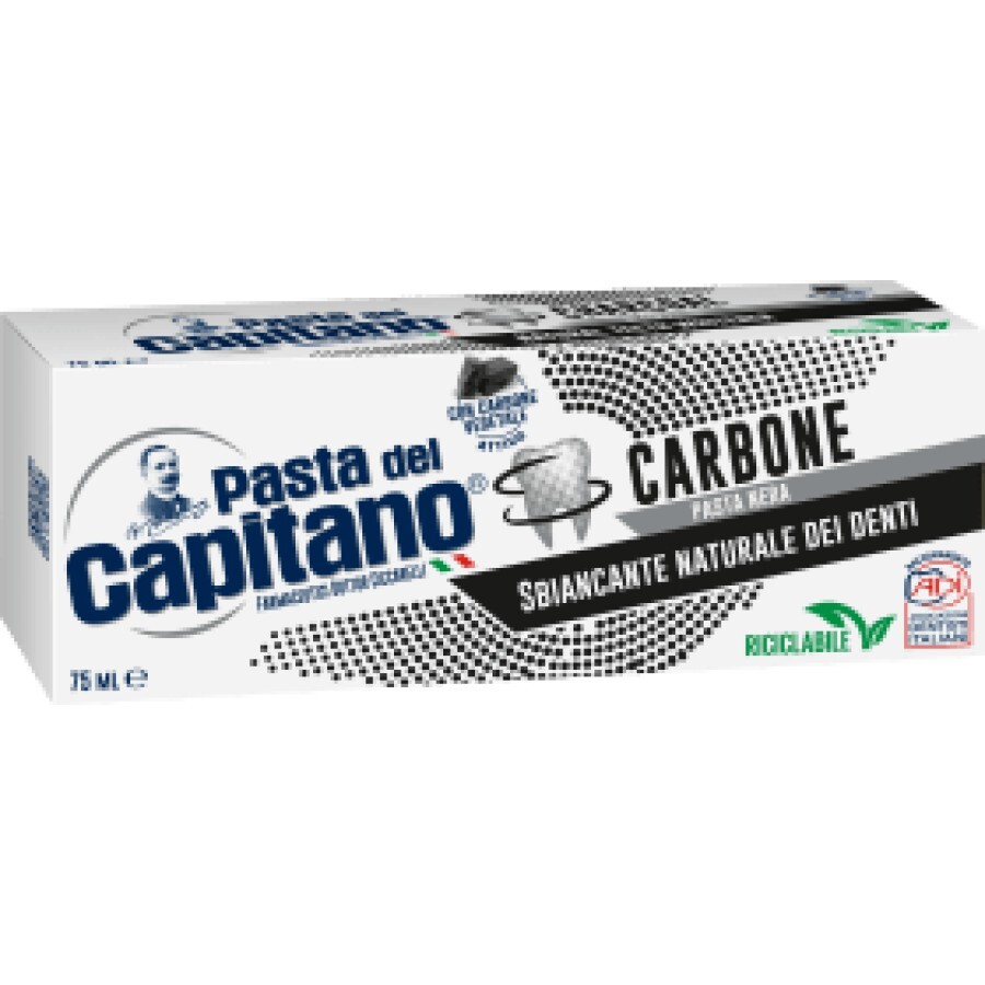 Pasta del Capitano Pastă de dinți cu cărbune, 75 ml