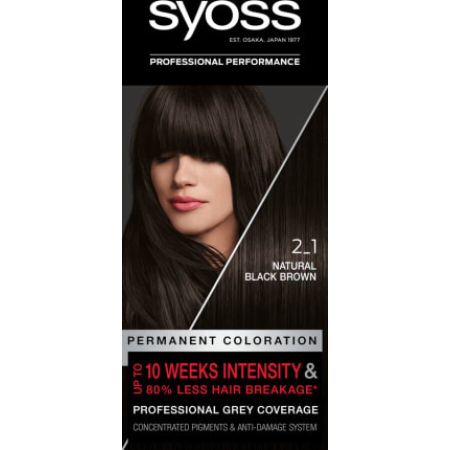 Syoss Color Vopsea de păr permanentă 2-1 Șaten negru natural, 1 buc