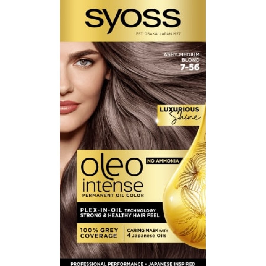 Syoss Oleo Intense Vopsea de păr permanentă 7-56 Blond mediu cenușiu, 1 buc