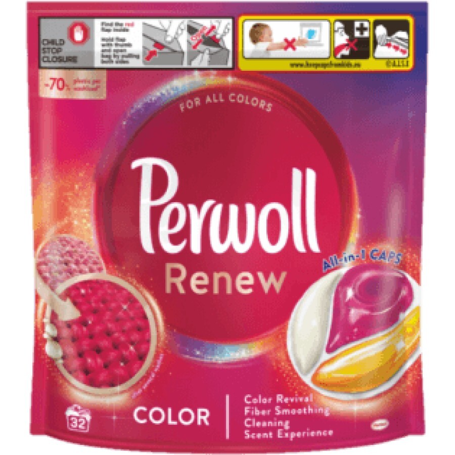 Perwoll Detergent rufe capsule color, 32 buc