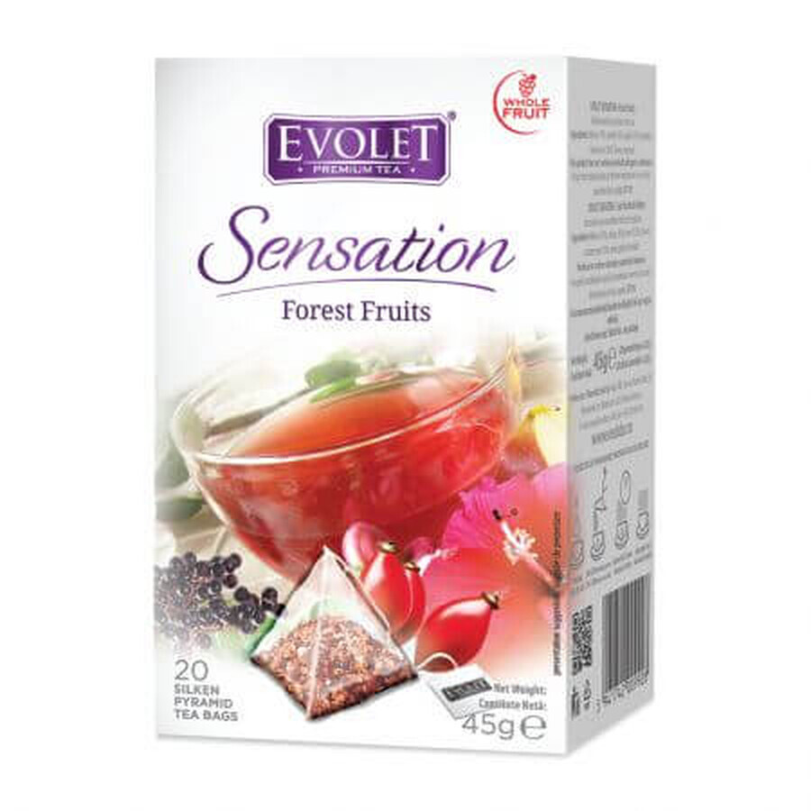 Ceai fructe de padure Sensation, 20 plicuri piramida, Evolet