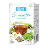 Ceai herbal relax Sensation, 20 plicuri piramida, Evolet