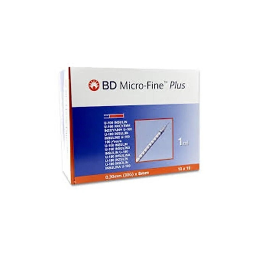 Seringa BD Micro-fine, 0.5 ml, cu ac incastrat 30G 0.3x8mm, 320933