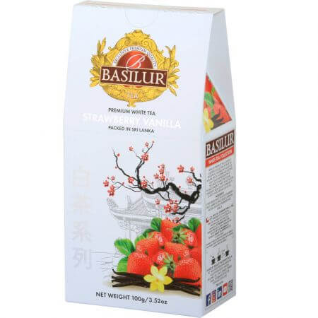 Recharge thé blanc fraise vanille, 100 g, Basilur