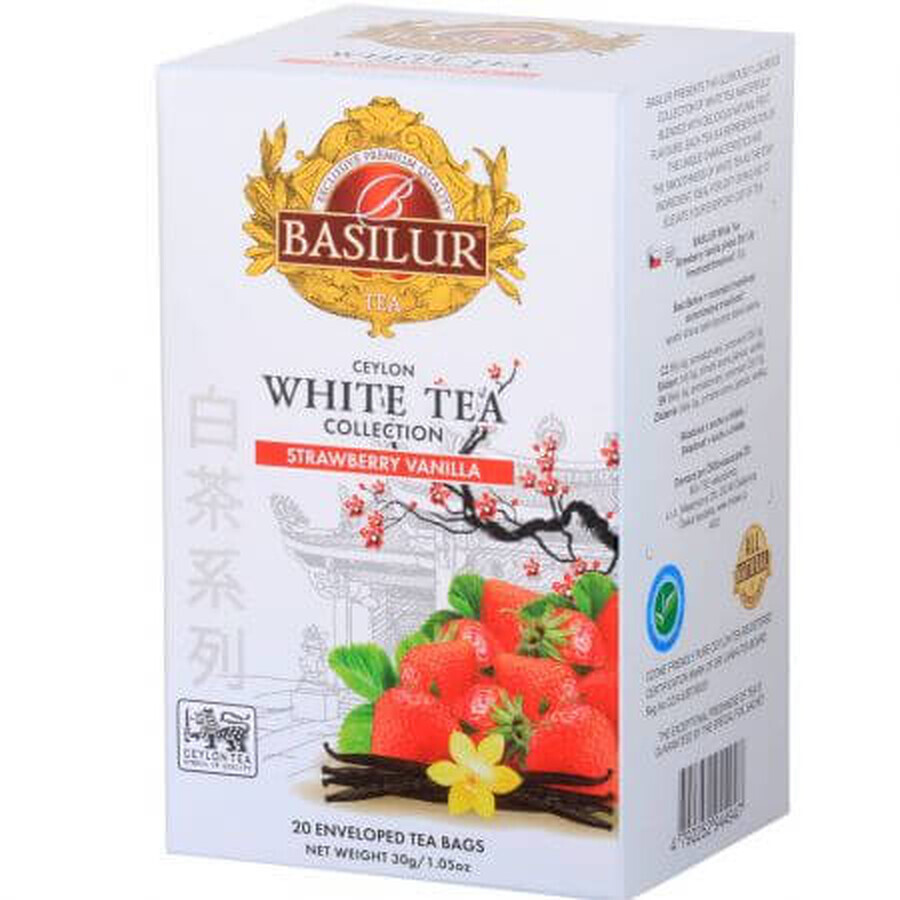 Ceai alb White Tea Strawberry Vanilla, 20 plicuri, Basilur