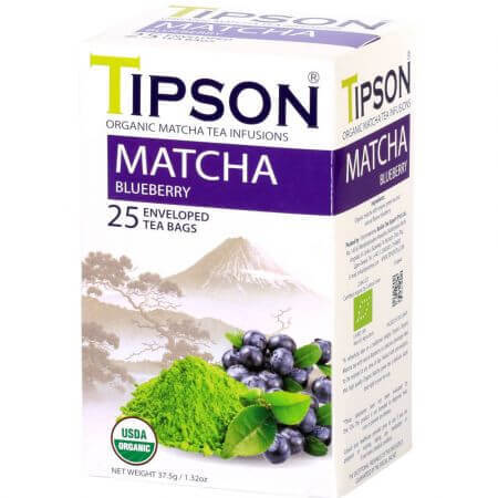 Ceai Eco matcha blueberry, 25 plicuri, Tipson