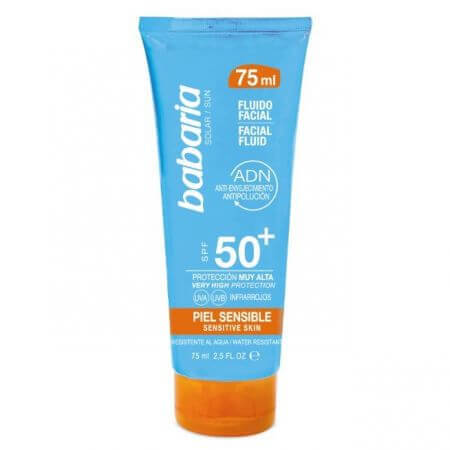 Fluid cu protectie solara SPF 50+ pentru piele sensibila, 75 ml, Babaria