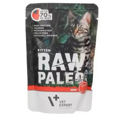 Hrana umeda cu vita pentru pisici sterilizate Raw Paleo, 100 g, VetExpert