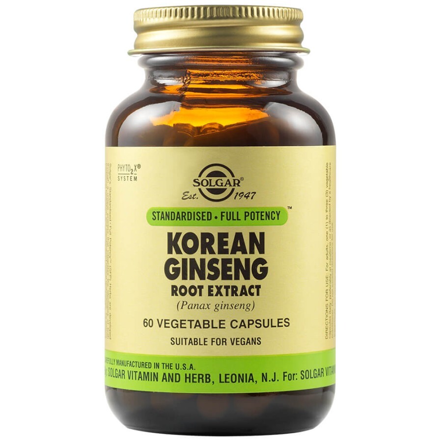Extract din rădăcină de Ginseng Coreean, 60 capsule, Solgar