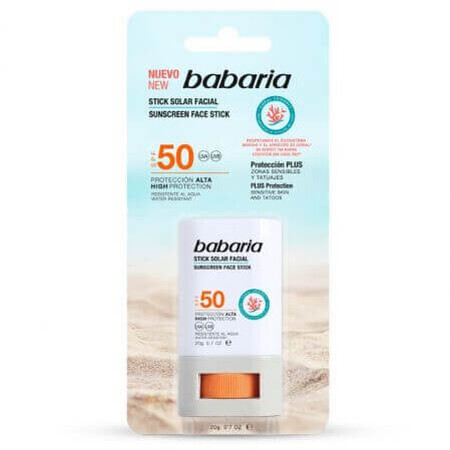 Stick facial cu protectie solara SPF 50, 20 ml, Babaria