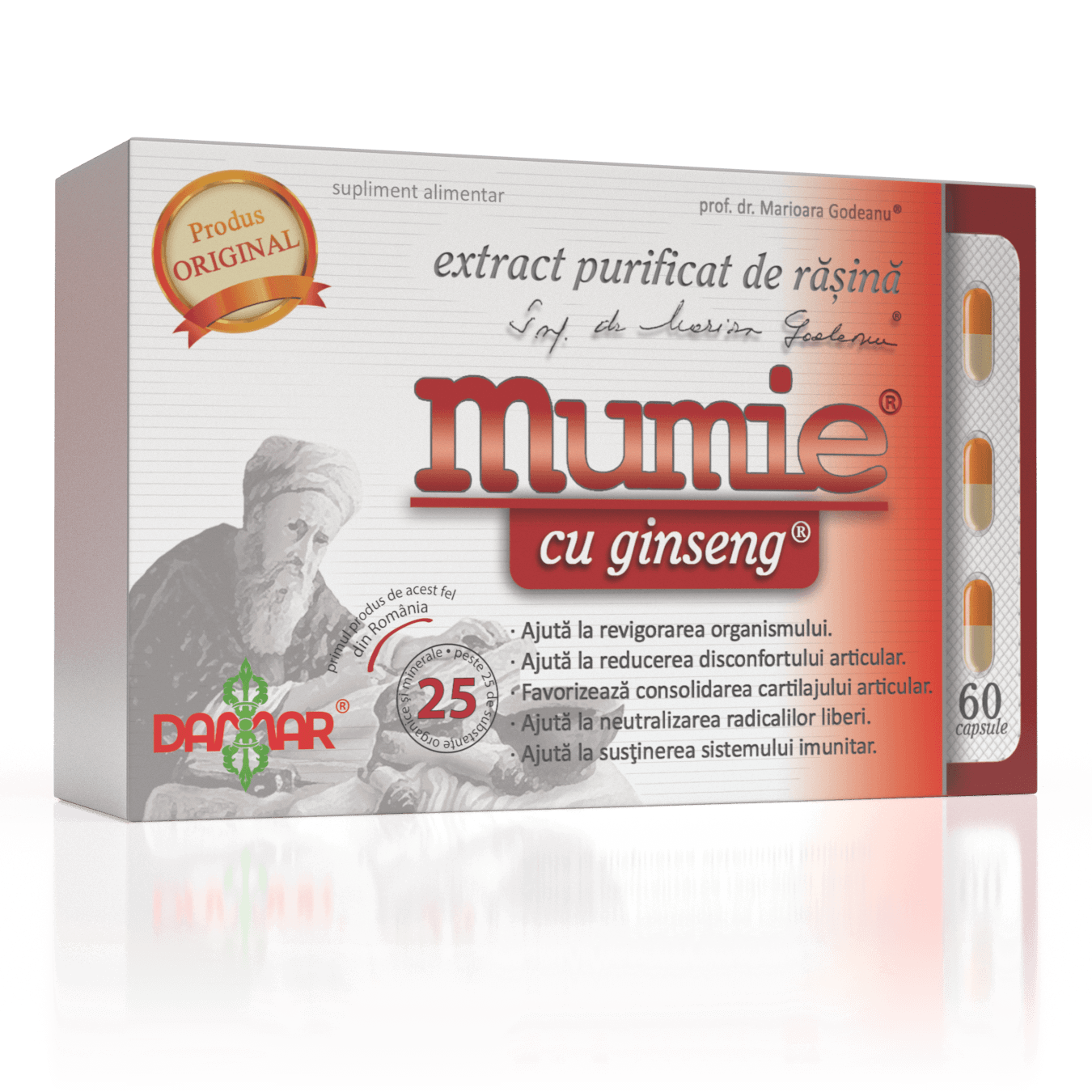 Extract purificat de rasina Mumie cu Ginseng, 60 capsule, Damar General Trading
