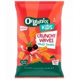Snack Bio crocant cu naut, porumb si rosii Crunchy Waves, 3 ani+, 4 x 14 g, Organix Kids
