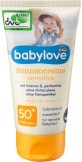 Babylove Cremă cu protecție solară SPF50, pentru piele sensibilă, 75 ml