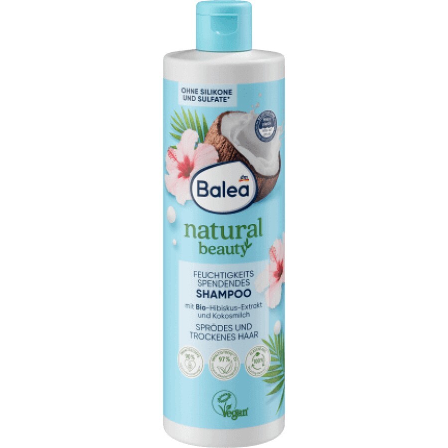 Balea natural beauty șampon hidratant cu extract de cocos și hibiscus, 400 ml