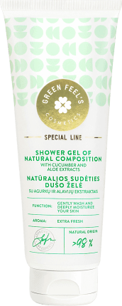Green Feel\'s Gel de duș natural cu castravete și aloe, 250 ml