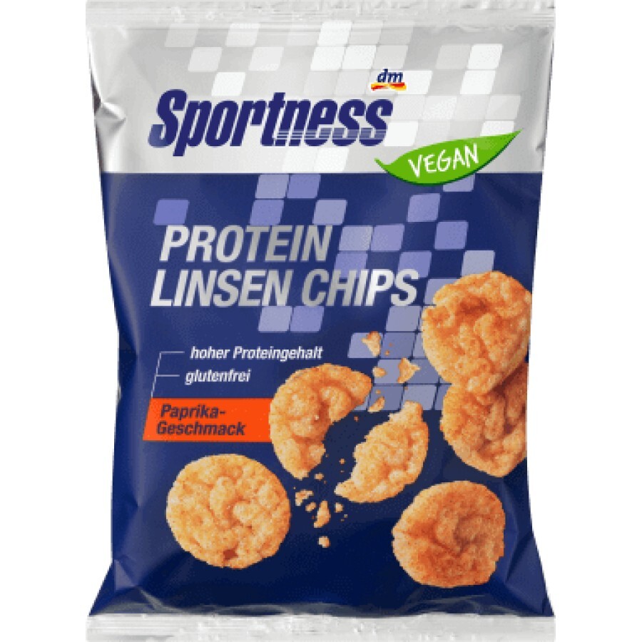 Sportness Chipsuri de linte cu proteine fără gluten cu aromă de ardei, 40 g