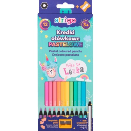Strigo Creioane colorate cu ascuțitoare, 12 buc