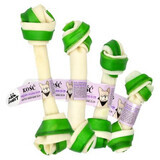 Recompensa din piele de vita pentru caini Knotted Bone Green, 1 bucata x 10 cm, Mr.Bandit