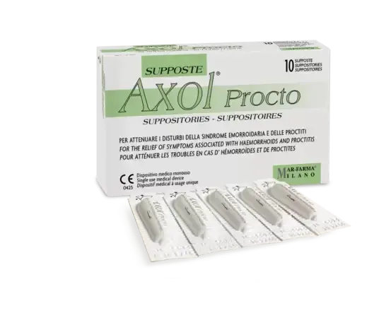 Supozitoare Pentru Revigorarea Proctitei & Tulburari Hemoroidale, Axol Procto Supposte, 10 supozitoare, Mar-Farma Milano