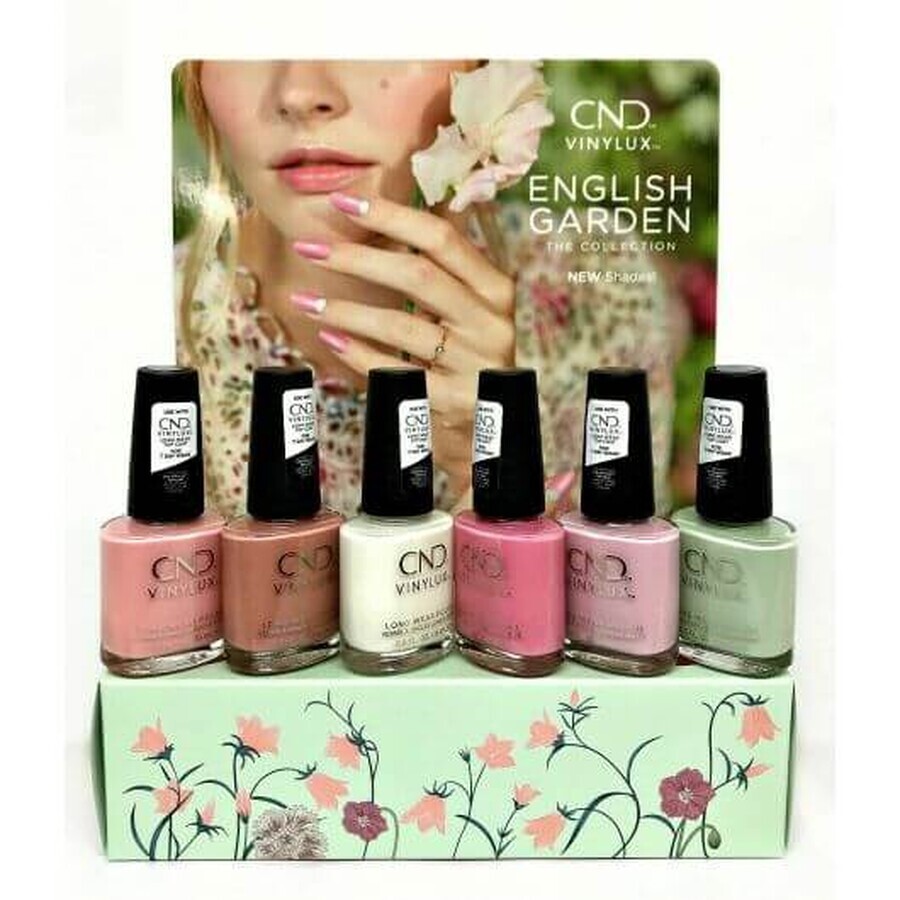 Display lac unghii saptamanal CND Vinylux English Garden Spring 6x15ml