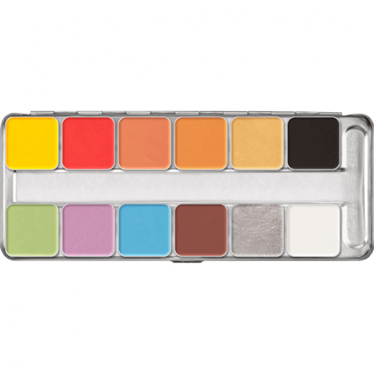 Paleta fard cremos de pictat fata si corp Kryolan Pintura Water Color Palette 12 culorii 40ml