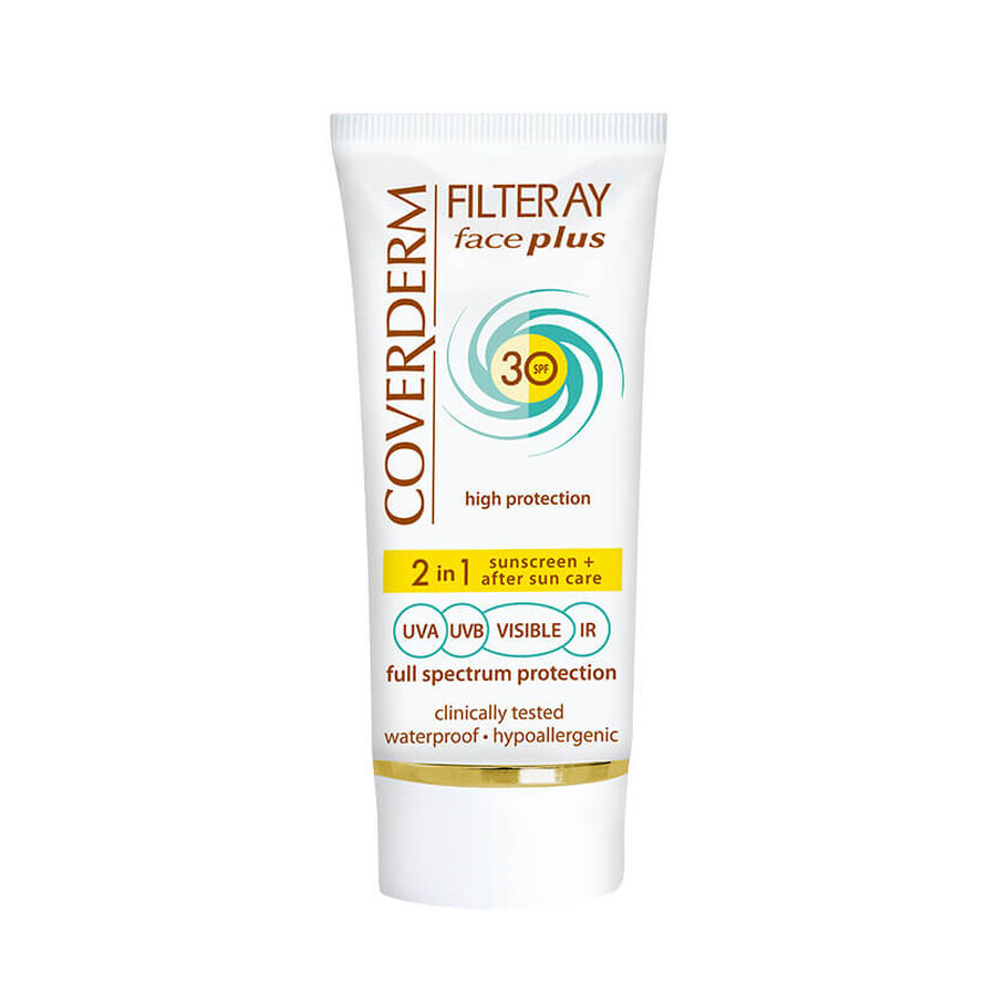 Filteray Face Plus Spf 30 Dry/Sensitive, fara nuanta, 50 ml, Coverderm