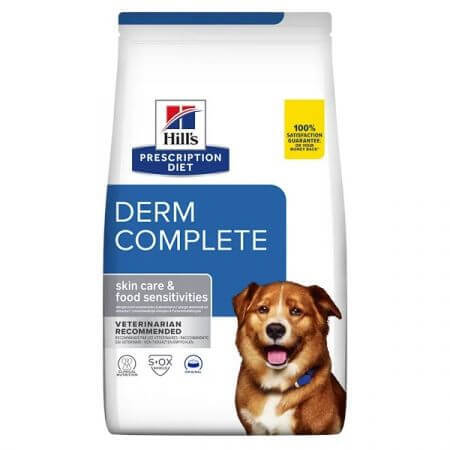 Hrana uscata pentru caini Derm Complete, 4 Kg, Hill's PD